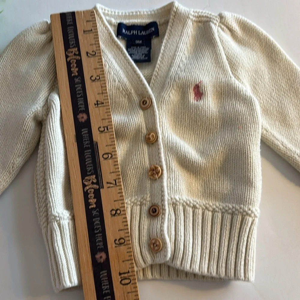 Ralph Lauren Cream Cableknit Cardigan 9M Baby Girl Ralph Lauren Cream Cardigan